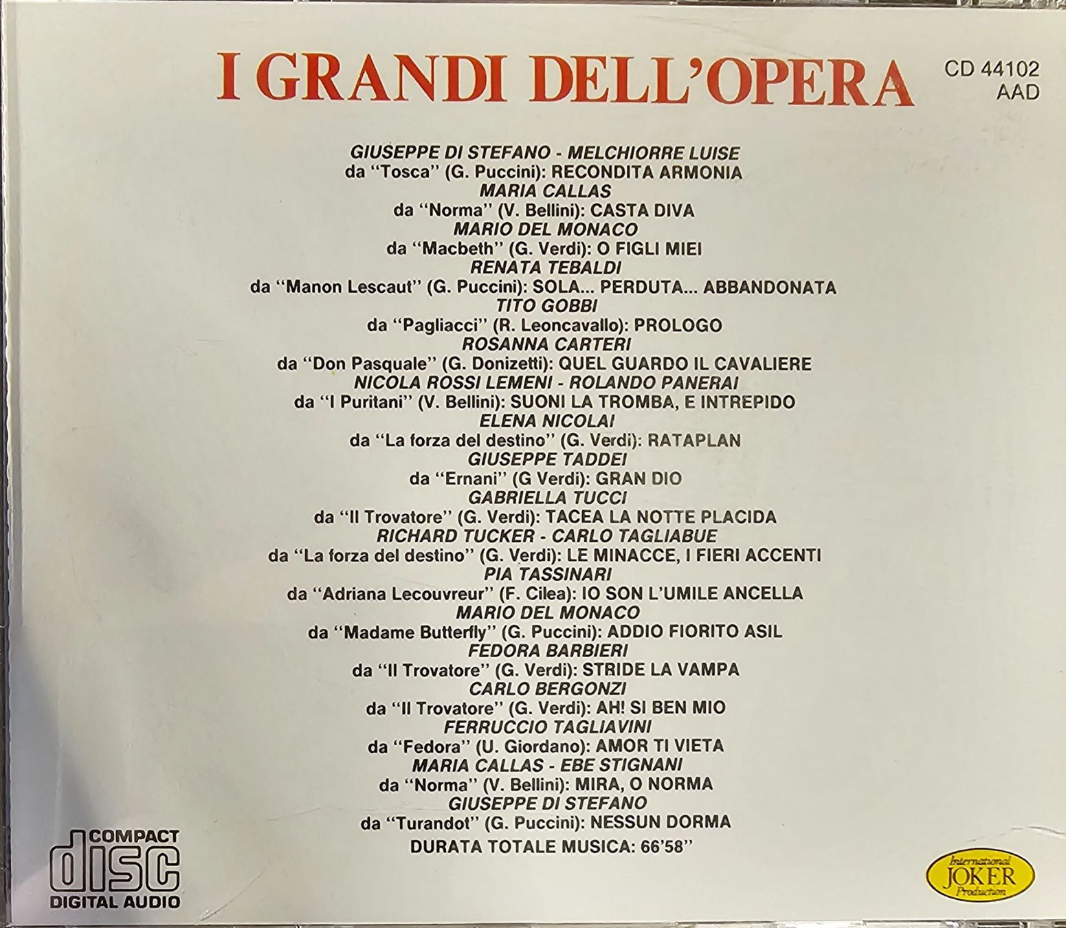 CDs: Various – I Grandi Dell'opera – Gebraucht aus Wahlen b. Laufen von Cg10 1
