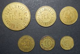 Komplette Serie 6 Jeton * Konsumverein Lachen & Umgebung