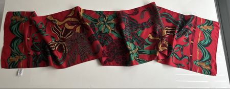 Talbots Silk Scarf Red Green Bows Tartan Print