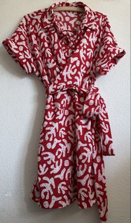 Kleid, Grösse L/XL, (Wickeloptik), rot weiss