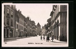 AK Morges, Rue du Lac mit Turm