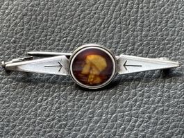 Broche Barra Moderniste Argent 900 Avec Camée vintage 8,13g