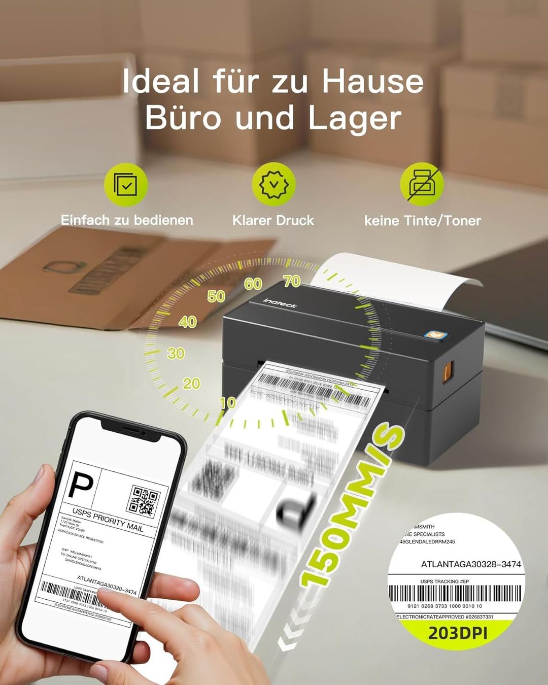 Stampanti: Thermo Etikettendrucker 4x6 Bluetooth Versand – Nuovo e nell'imballaggio originale da Suhr venduto da SchnapperCH 5