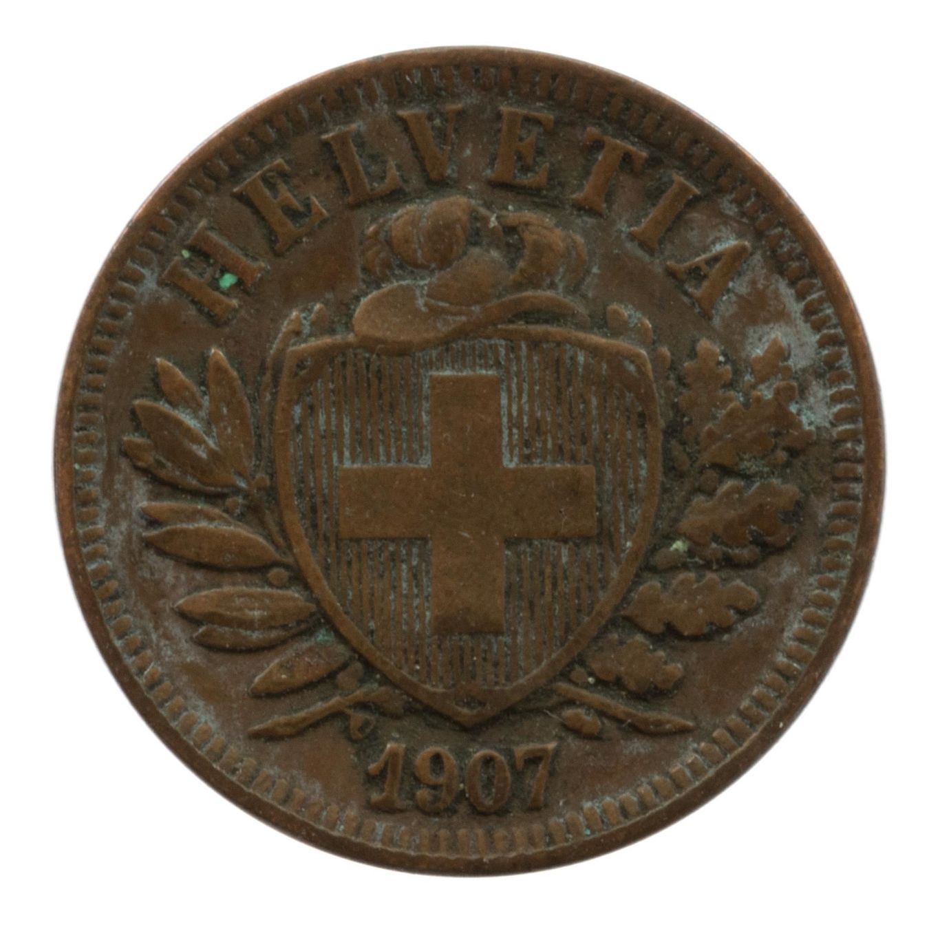 Tutti le monete: Schweiz / Suisse - 2 Rappen - 1907 – Usato da Rotkreuz venduto da Swiss-Coins