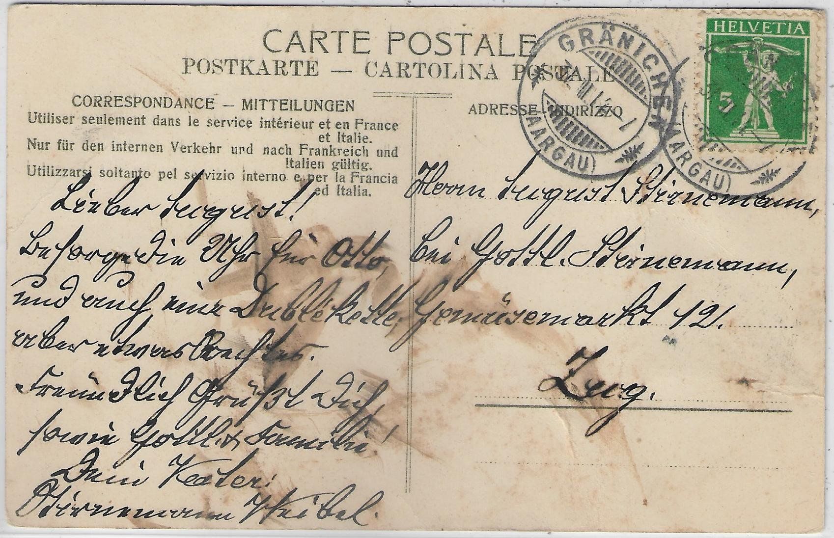 Cartoline postali: Gruss aus Gränichen - Kirche - Litho – Difettoso da Ettingen venduto da Kartenplanet 1