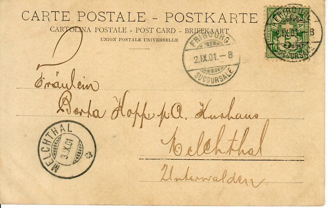 Ansichtskarten: Fribourg 1901 – Gebraucht aus Hochdorf von Ziegel-16 1