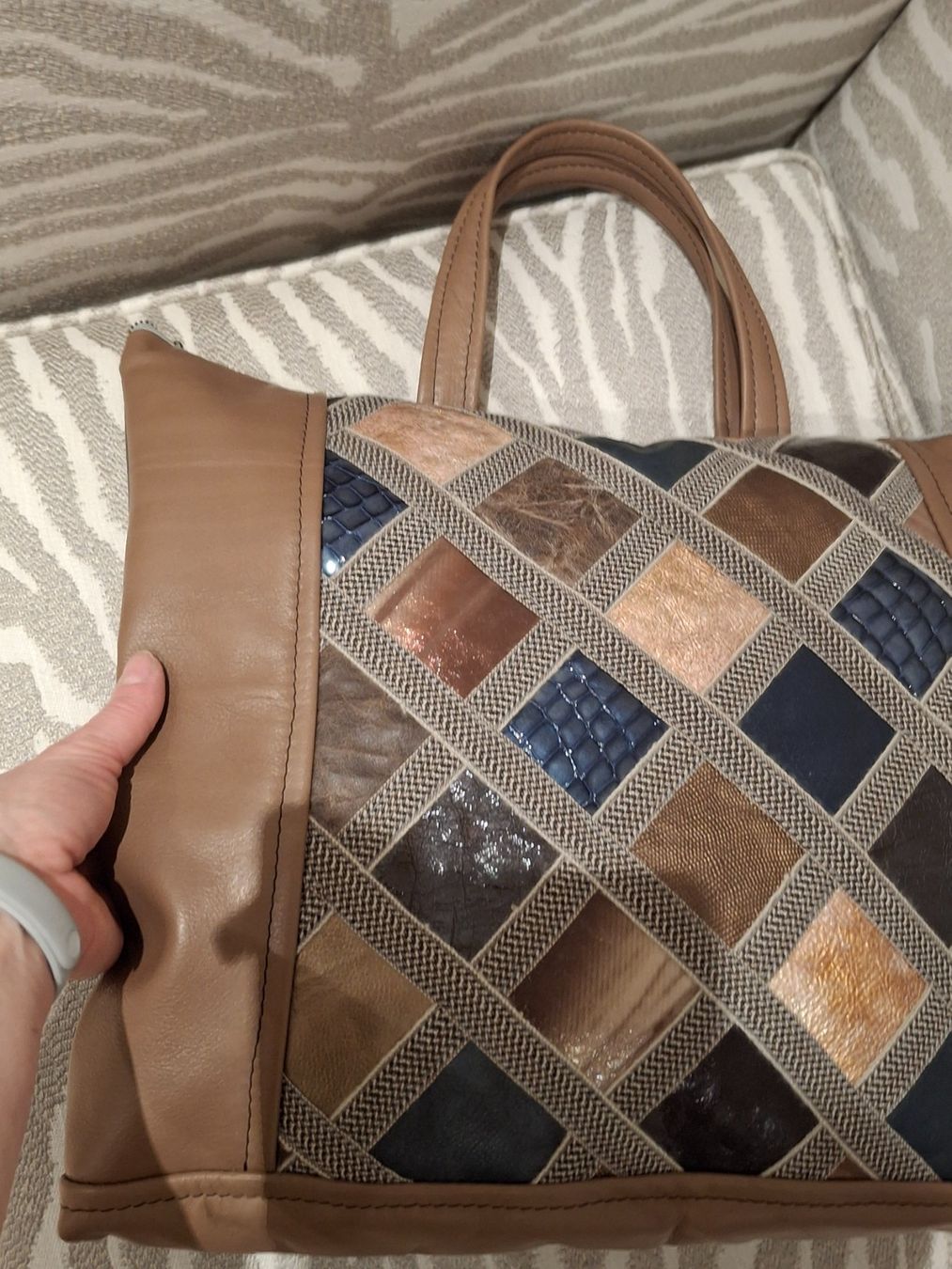 Borse da donna: Handtasche aus echtem Leder im Patchwork Look, neu. – Nuovo (secondo la descrizione) da Bellikon venduto da MellonCollieMitTwint 2