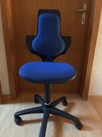 Chaise de bureau enfant pivotante bleue et noire