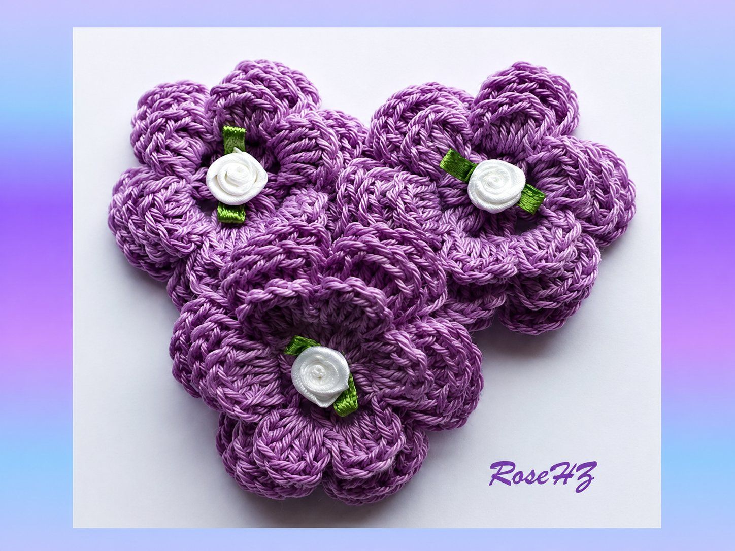Patches: Gehäkelte Blumen 3.Stück Baumwolle – Neu (gemäss Beschreibung) aus Schaffhausen von RoseHaekelzauber