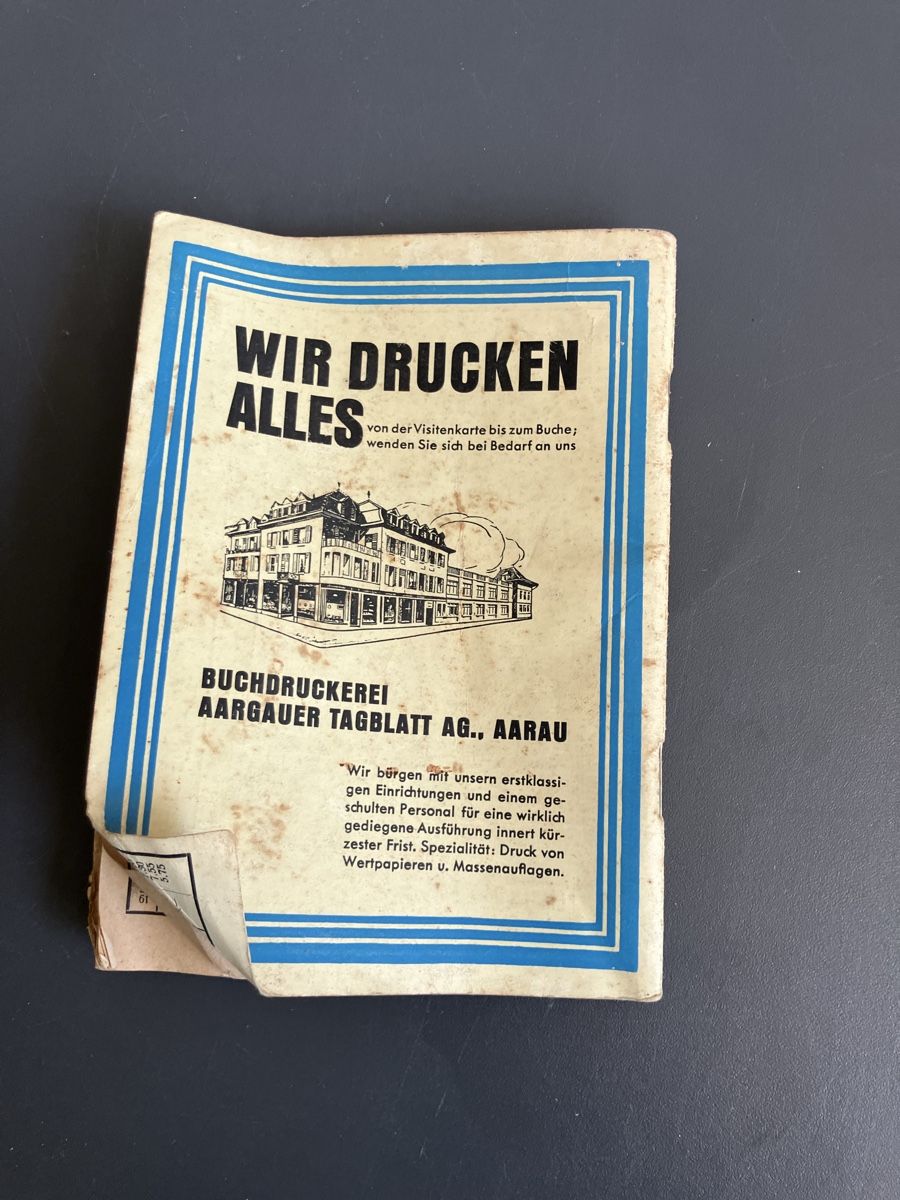 Dokumente: Alter Zugfahrplan Jahr 1944 – Gebraucht aus Aarburg von Wendepunkt_Fundgrube 1