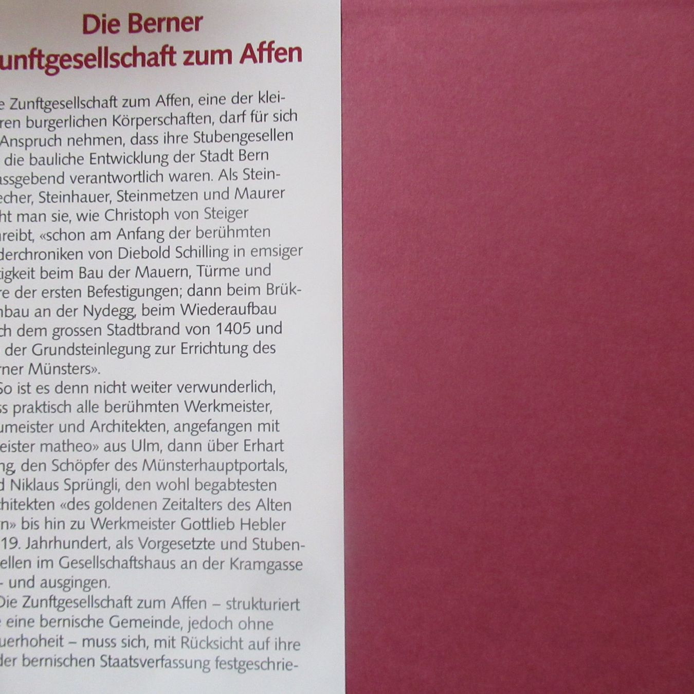 Bücher: BERNER ZUNFTGESELLSCHAFT ZUM AFFEN – Neu (gemäss Beschreibung) aus Moosseedorf von haro01 1