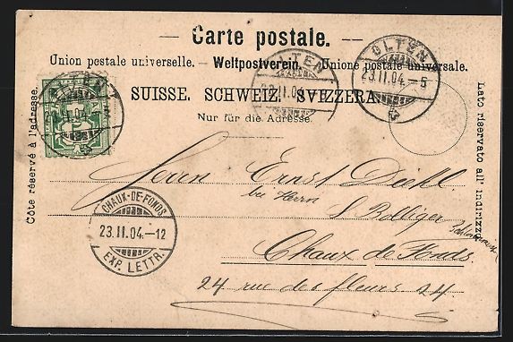 Cartoline postali: AK Olten, Ortspanorama mit Brücke, 1904 – Usato da Berlin venduto da bartko-reher 1