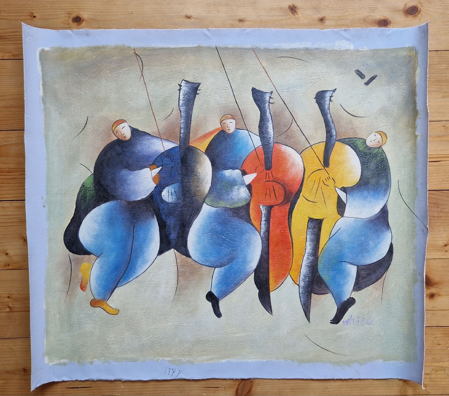 Gemälde: Gemälde mit Kontrabass. Handgemalt, Bild 67x59 – Neu (gemäss Beschreibung) aus Seengen von Seestern77 4