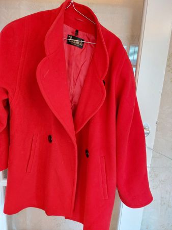 Manteau rouge cashmere hiver Pierrette B Suisse S-M 36-37