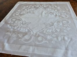12 Servietten Damast weiss Rosenmuster, Top