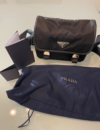PRADA renylon and Saffiano messenger bag