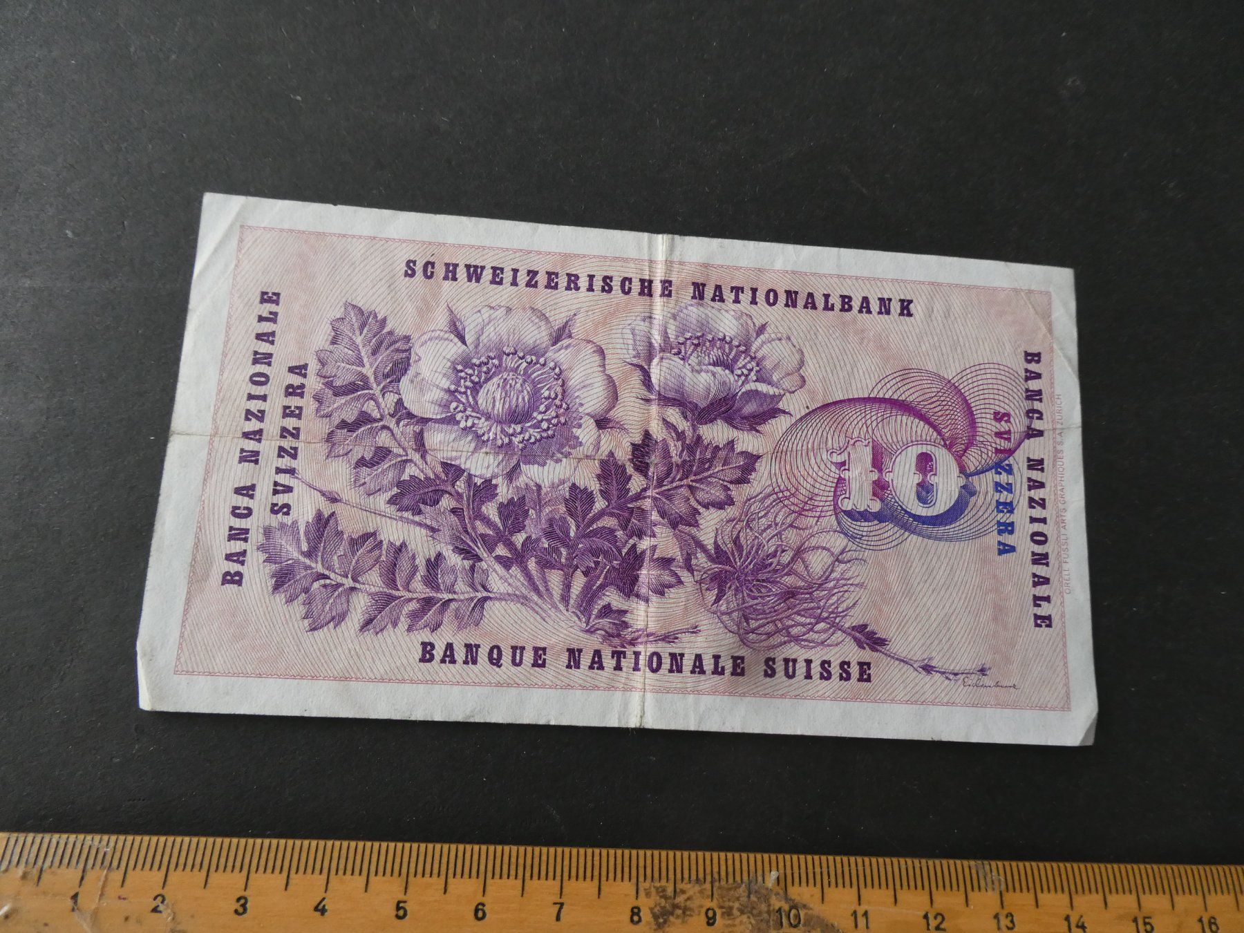 Banconote: Schweiz 1968, 10 Franken – Usato da Hinterforst venduto da Rohusri 1