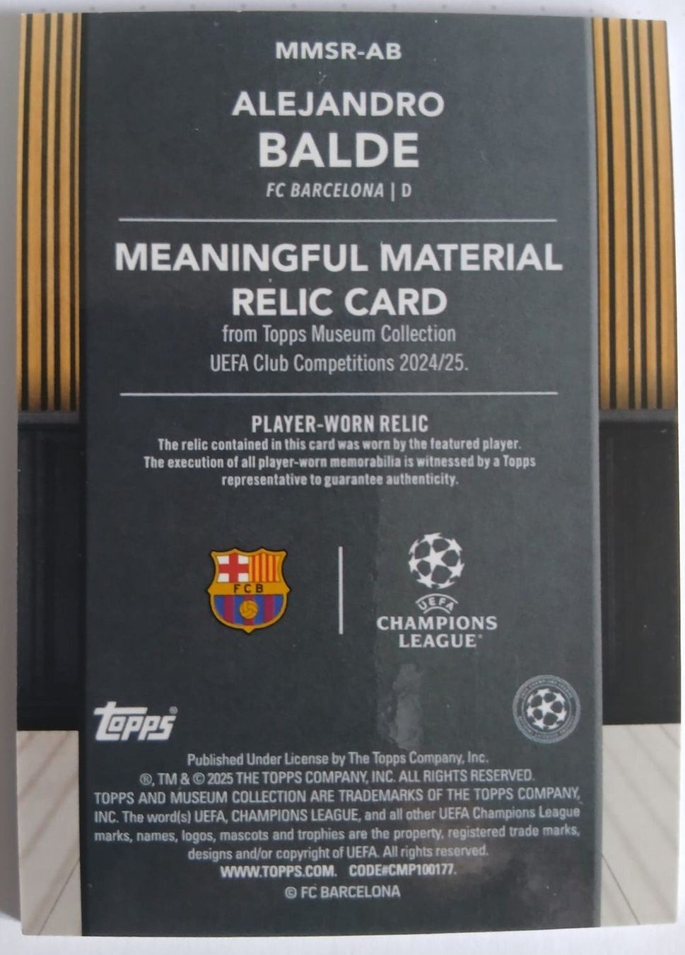 Topps Carte collezionabili: Toops Meaningfull Materials Alejandro Balde (52/399) – Nuovo (secondo la descrizione) da Obergösgen venduto da tss_g2bj 1