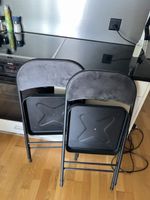 Klappstühle 2er Set schwarz Stoff grau Metall