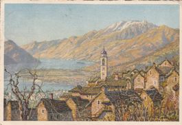 Locarno-visto da Brione-Künstler-Karte gelaufen 1934
