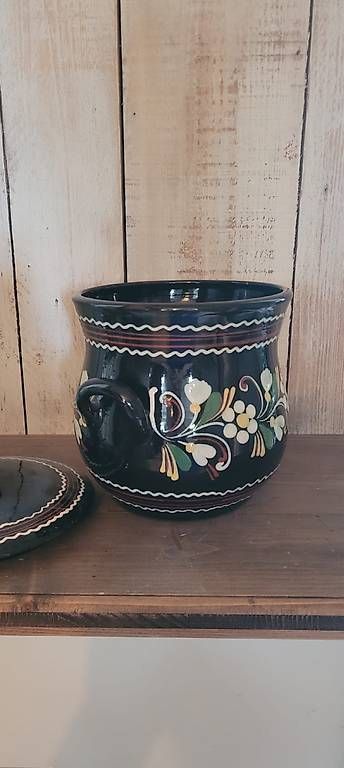 Töpfe: Keramiktopf mit Deckel floral, traditionell – Gebraucht aus Biberist von FarbAder 1