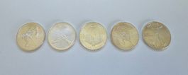 5x 20 Euro Gedenkmünzen (Silber) | Prägejahr 2018 komplett