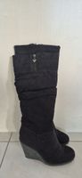 Schwarze Winter Stiefel mit Keilabsatz, Grösse 37