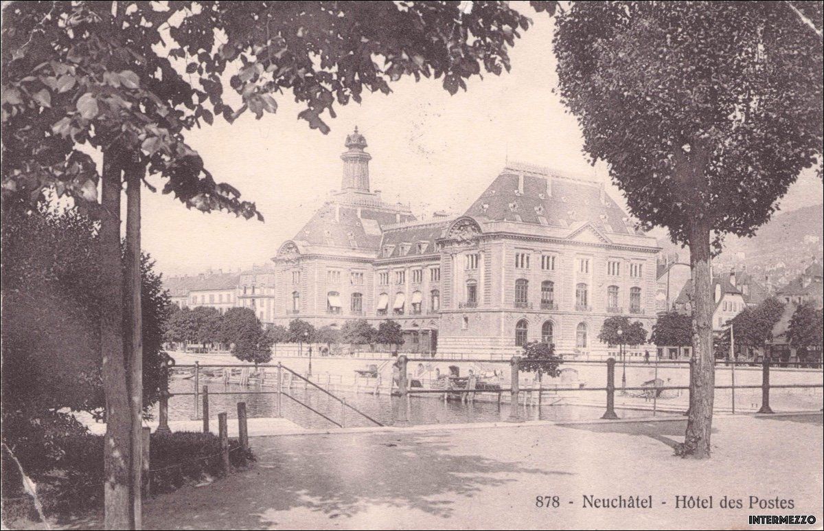 Cartoline postali: Neuchâtel // 1910 Hôtel des Postes – Usato da Basel venduto da intermezzo12