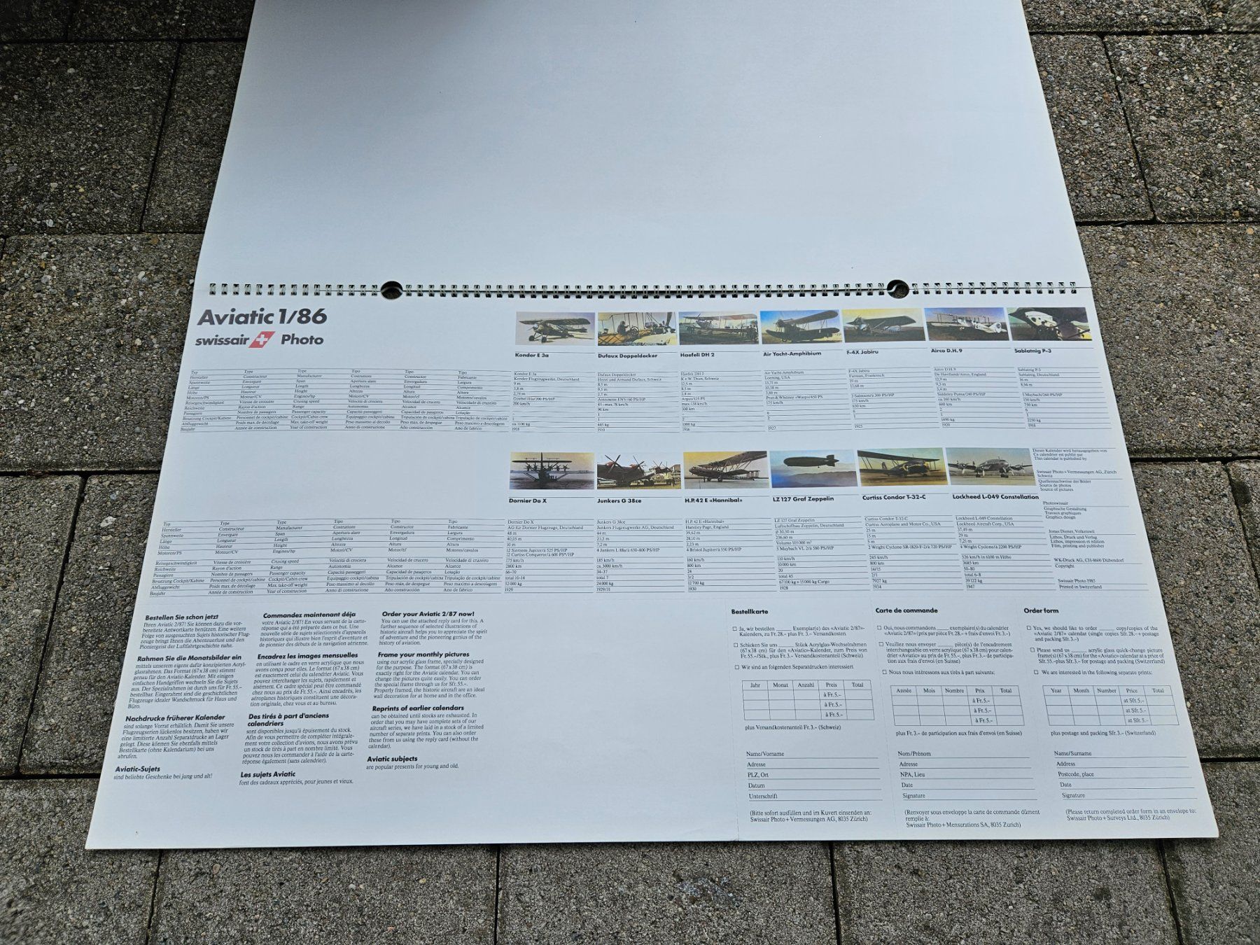 Calendari: 6 Stück Swissair Aviatic Kalender – Usato da Haslen GL venduto da Sandra40 3