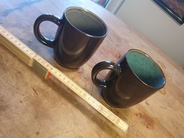 2 Stk Teetassen schwarz Porzellan