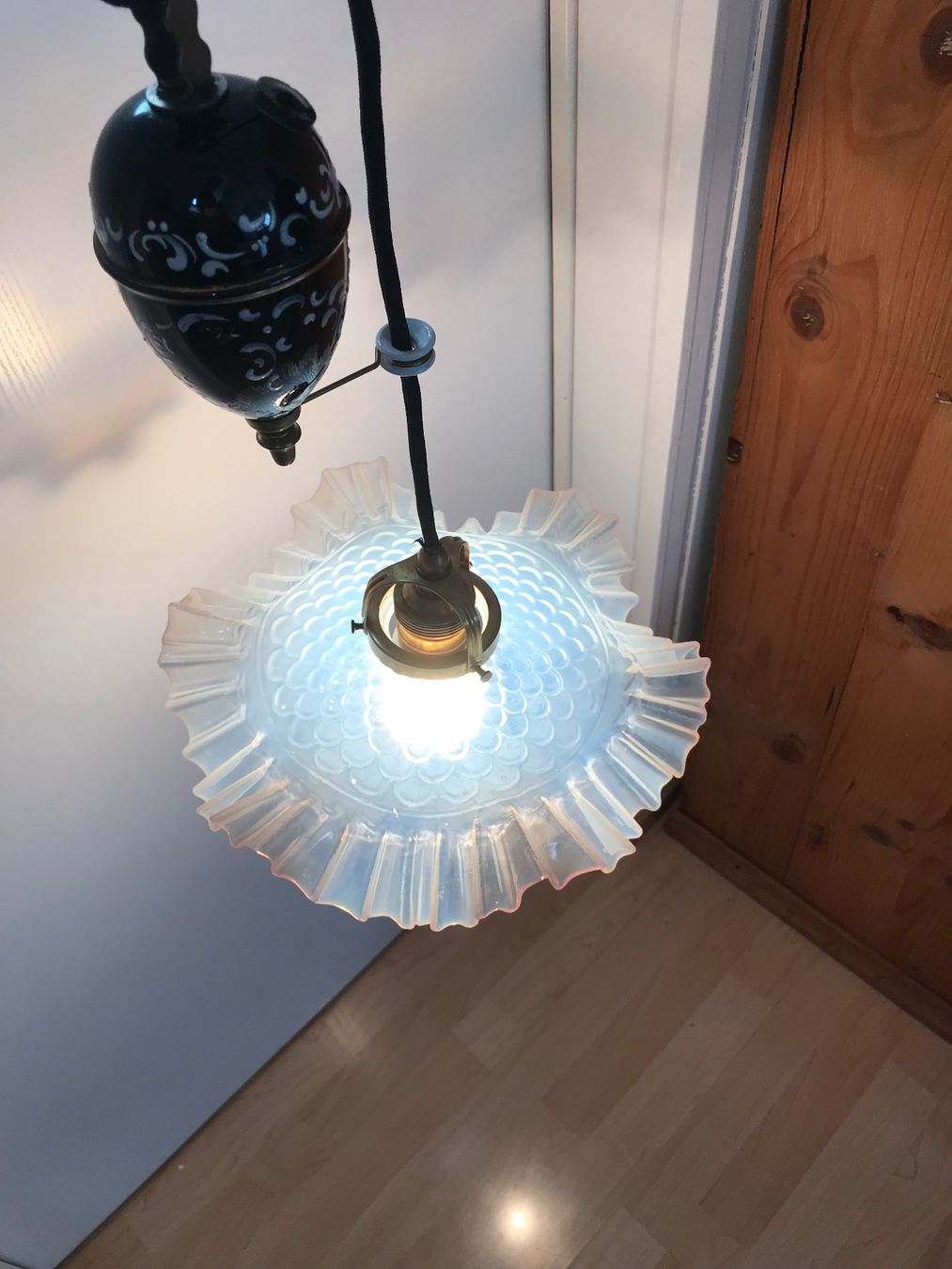 Lampen: Zuglampe wunderschön mit Opalinglas Jugendstil, antik – Gebraucht aus Niederurnen von Guste 5