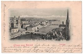 Gruss aus Zürich, Panorama, gelaufen 1899