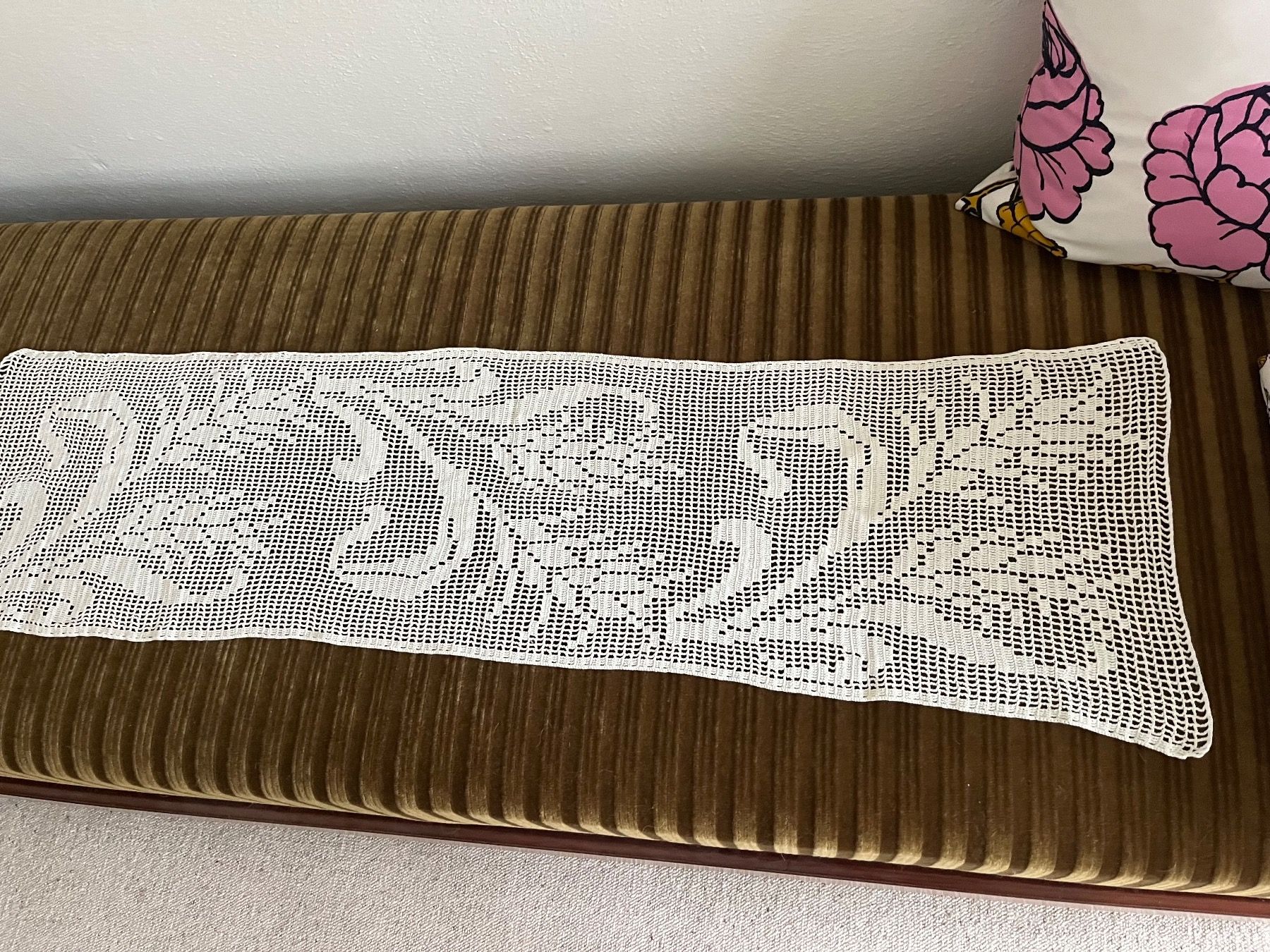 Tende: Vorhang ca. 1940, Handarbeit, Stäbchen gehäkelt – Usato da Winkel venduto da Tongabonga 1