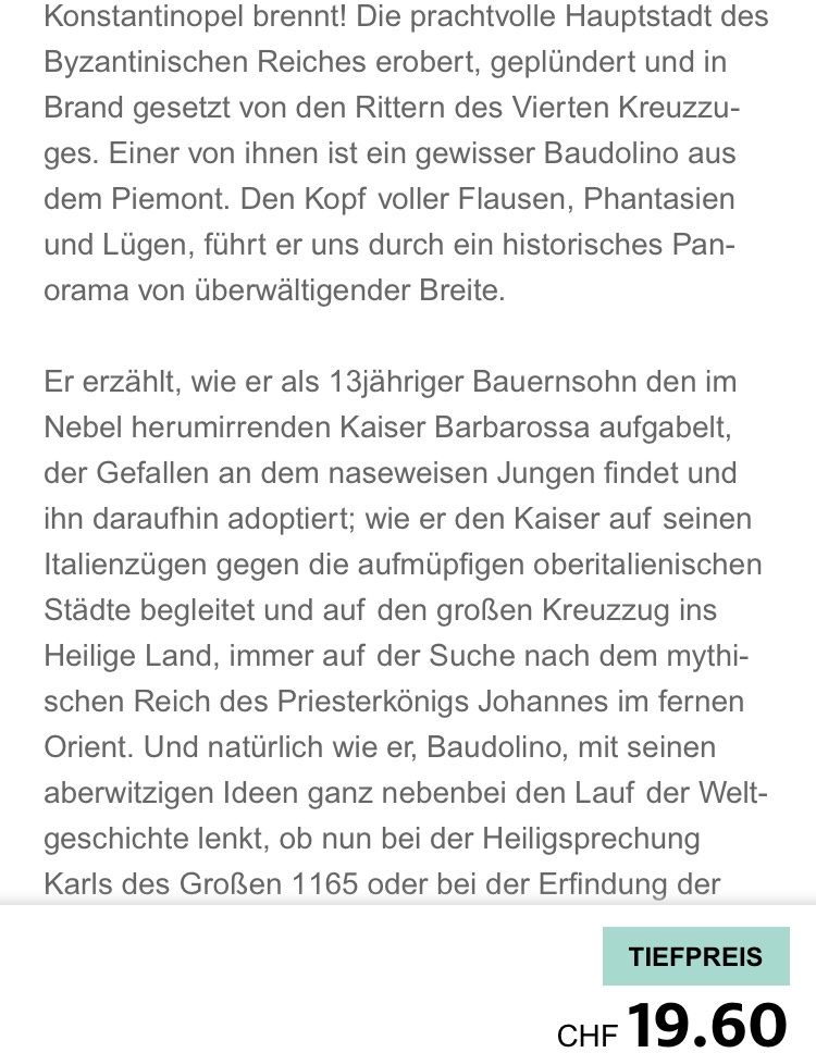 Libri: Baudolino von Umberto Eco – Usato da Buchs AG venduto da Allerleis 2