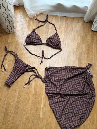 Maillot de bain brun 3 pièces