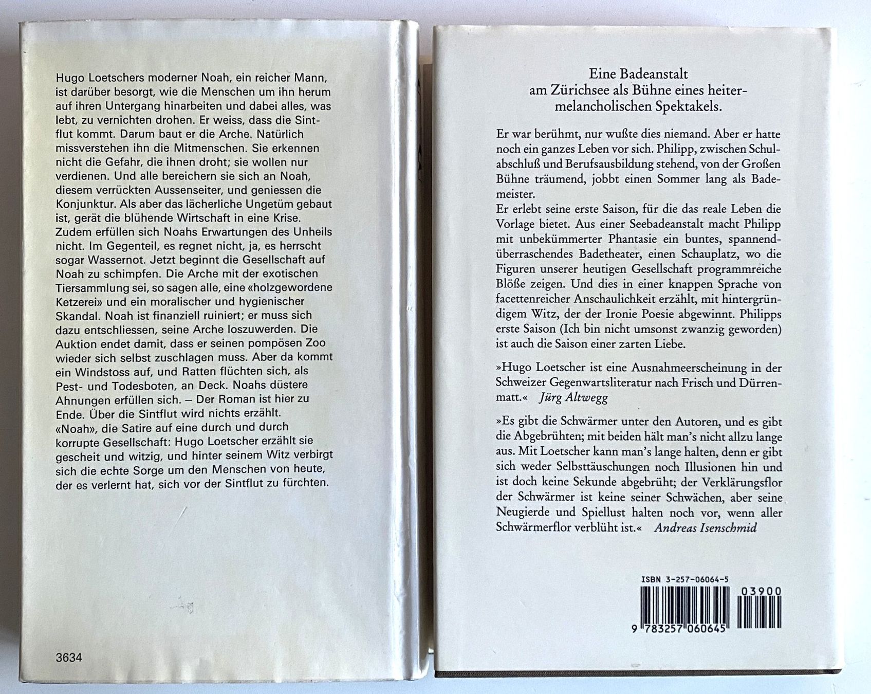 Libri: 2x Hugo Loetscher - NOAH + SAISON – Usato da Hünenberg venduto da Ecila 1