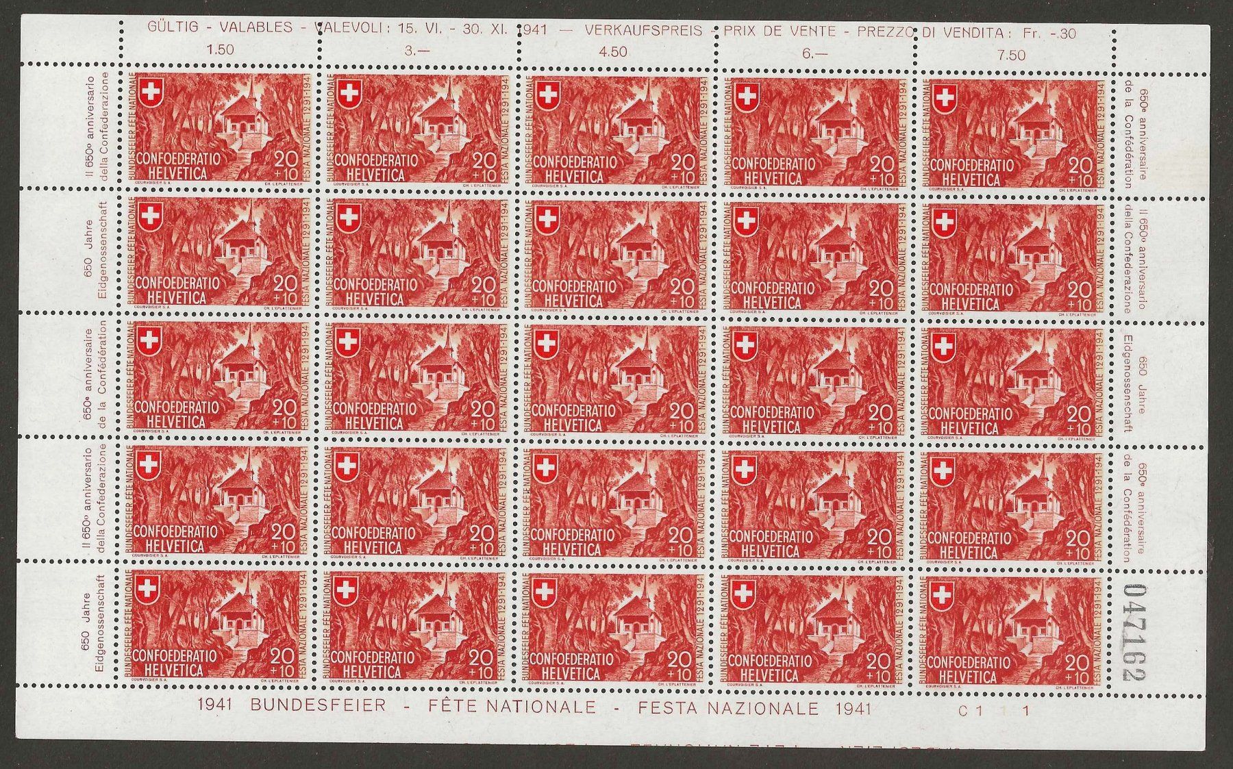 Tutti i francobolli: 1941 : Pro Patria Nr. B13 + B14 im Bogen, postfrisch ** – Nuovo (secondo la descrizione) da Gümligen venduto da Geniusbuy 1