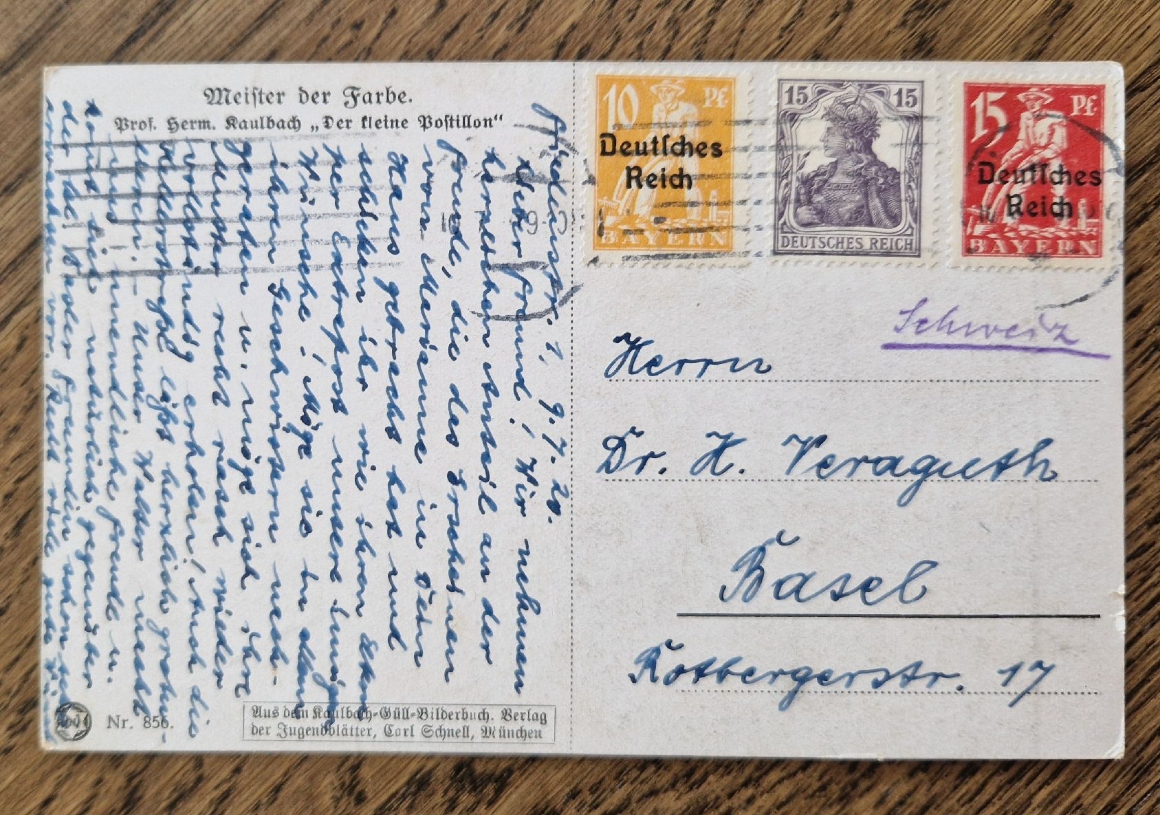 Cartoline postali: Spasskarte"Der kleine Postillon" 1920  – Usato da Ebikon venduto da Donar50 1