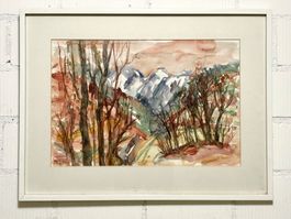 Aquarell Vorfrühling im Prättigau 55 x 73cm
