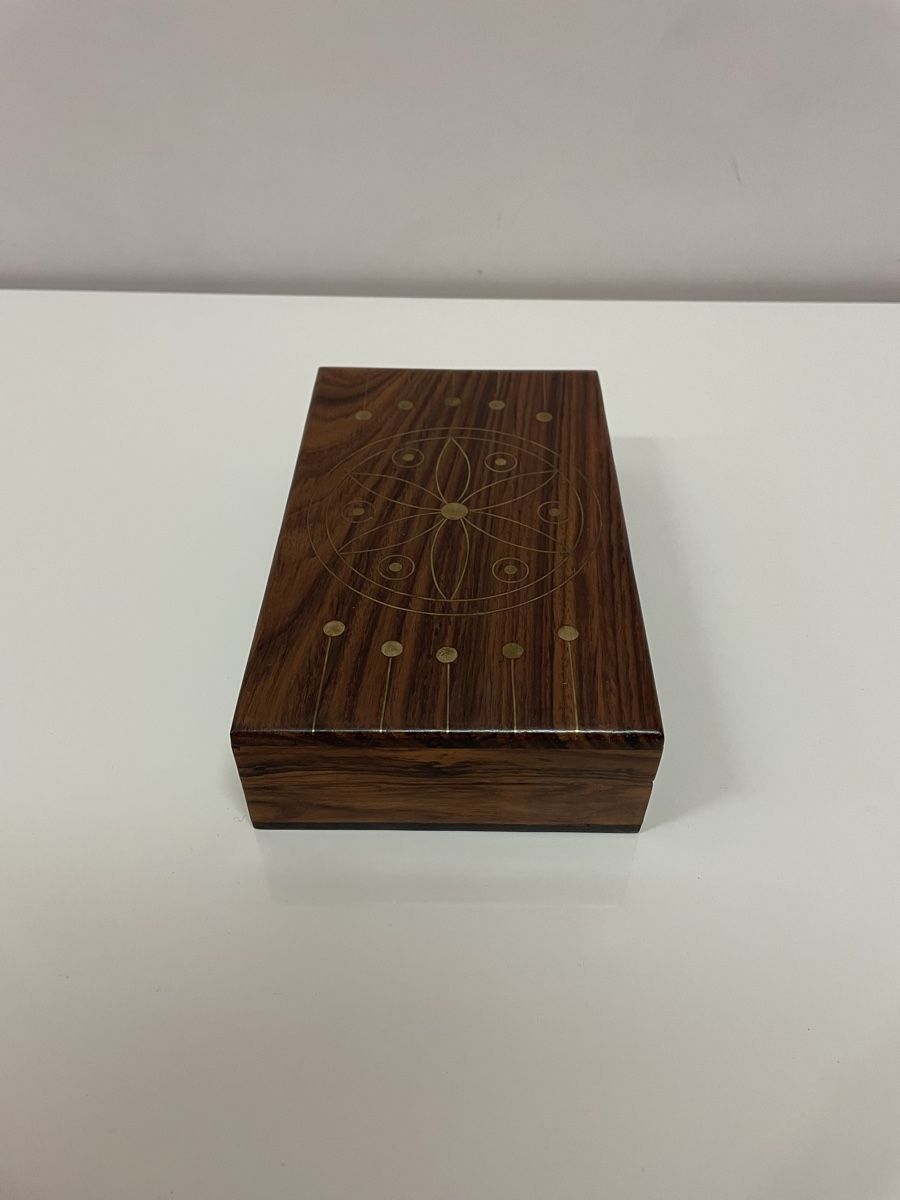 Dosen: Palisander Box mit Messing Einlegearbeit vintage Schatulle – Gebraucht aus Zürich von Vintagewiesel 2