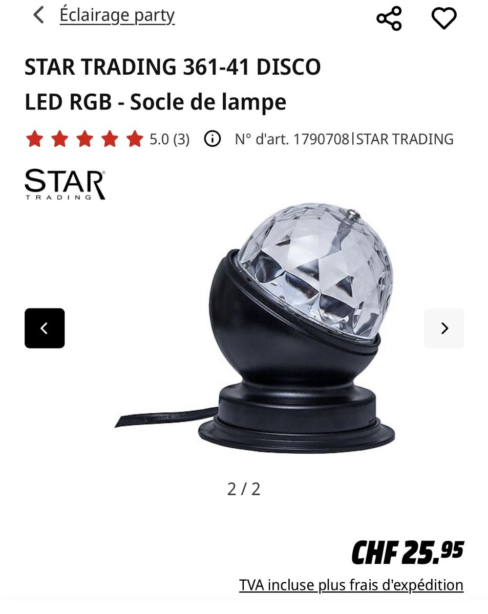 Lampade: Lampe Led disco – Usato da Sonceboz-Sombeval venduto da Australia010