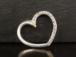 Herz Anhänger Silber Zirkonia Strass Modeschmuck