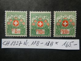 CH 1927 Portomarken Nr. 11B-13B ungestempelt *