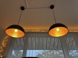 2x Hängelampe Lampenschirm Schwarz Gold im Industrial Design