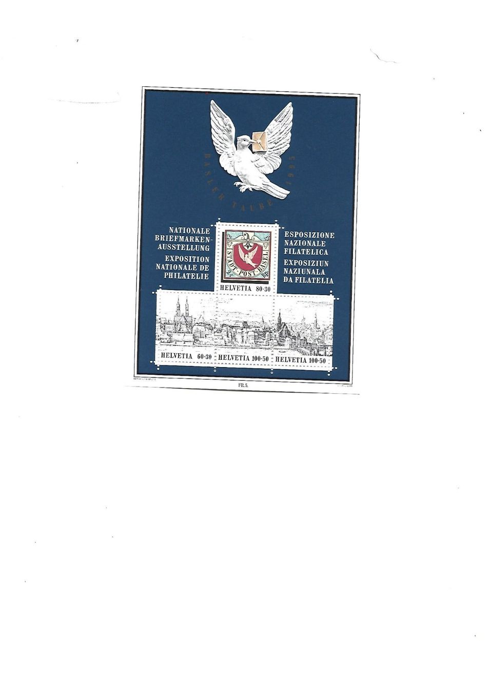 Tous les timbres: BASLERTAUBE Block mit Einzelwerte von Basel  1995 ungebrauch – D'occasion à Allschwil par Salus17