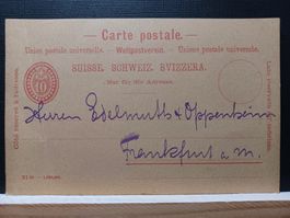 Postkarte. 1902 Luzern- Frankfurt am Main, ungelaufen