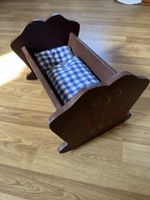 Kleine alte Holzwiege, handbemalt (datiert 1976)
