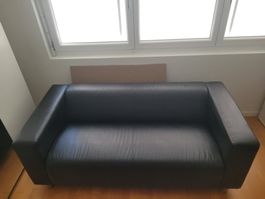 2er-Sofa schwarzes Kunstleder