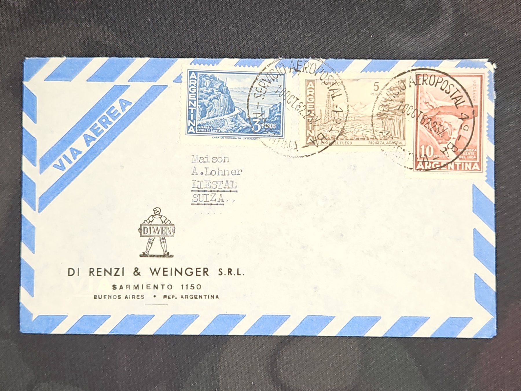 Tutti i francobolli: CL24 Enveloppe + Timbre Argentine 1962 – Usato da Cousset venduto da Patrick_Collections