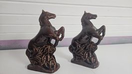 Braune Keramik Pferde, Set 2 Stück, Vintage Dekoration (54)